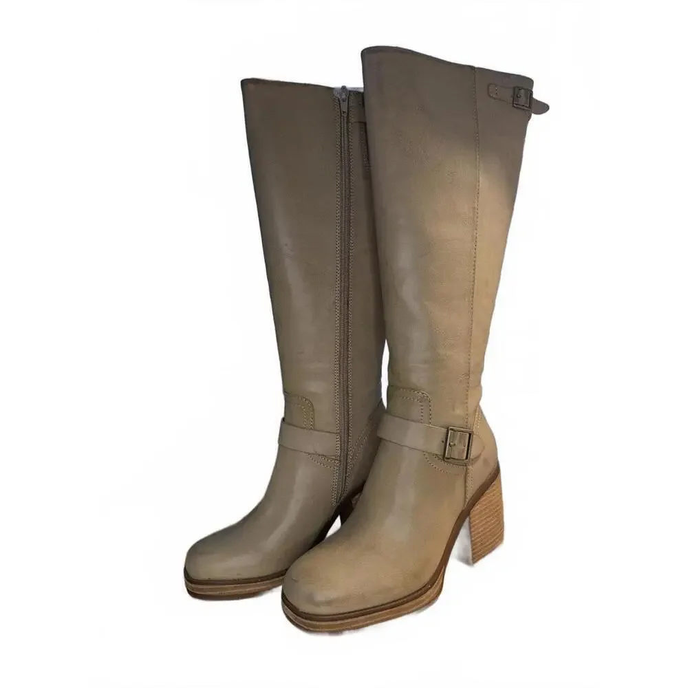 Korks Karalyn Knee High Boots Women's Sz 7.5 Cream Knee High Tall Western Riding